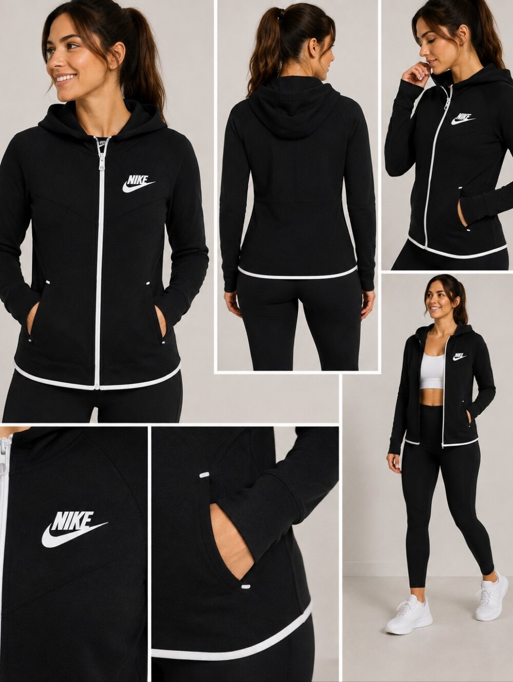 Nike Women’s Black Full Zip Hoodie Jacket – Size XS